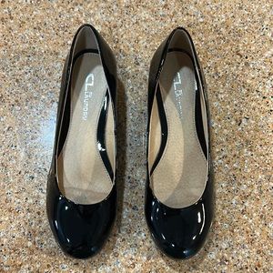 Black Paton Leather CL Laundry slight Wedges